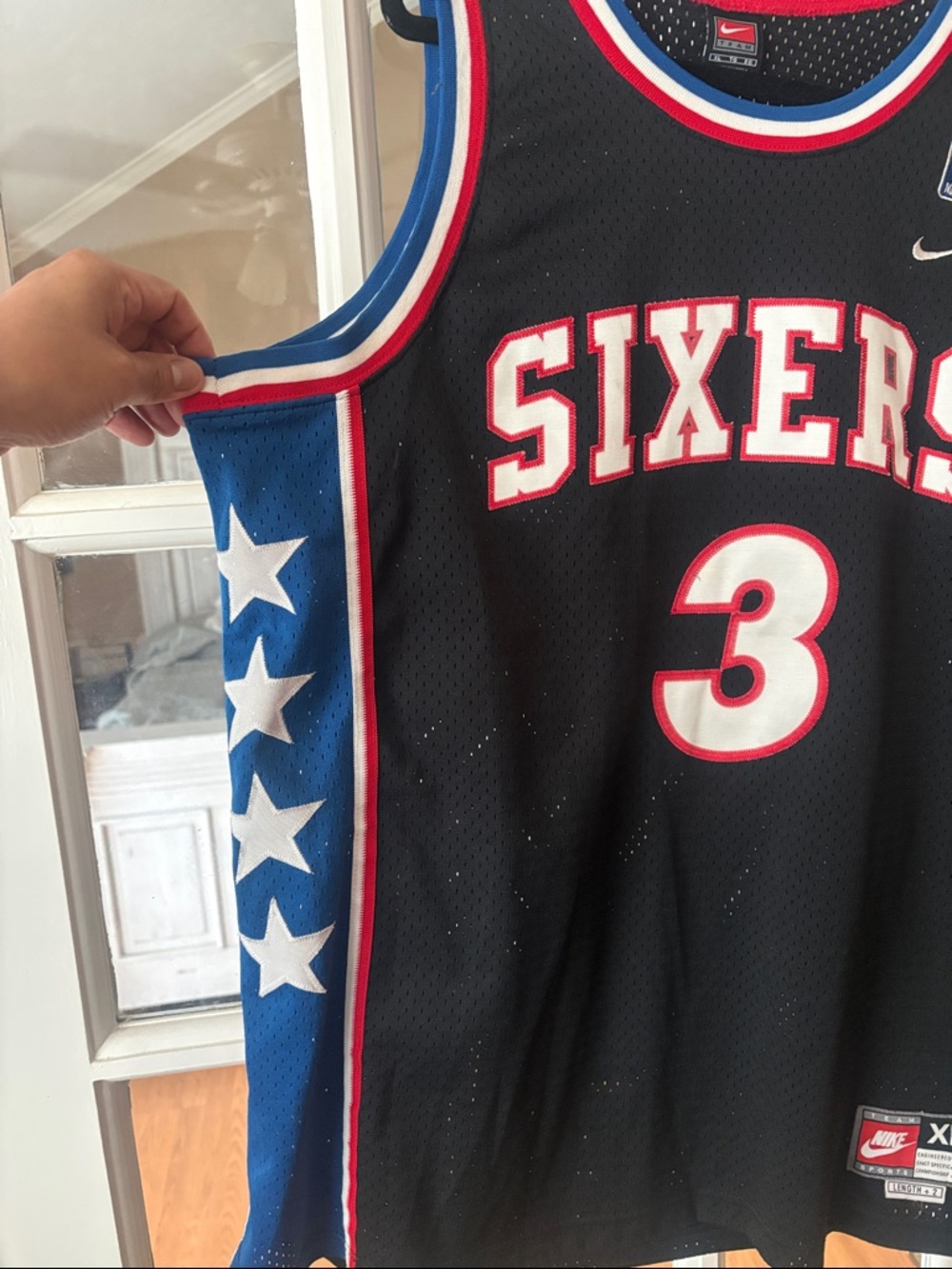 Nike Black, Blue & White Allen Iverson Sixers #3 Basketball Jersey - Picture 3 of 9